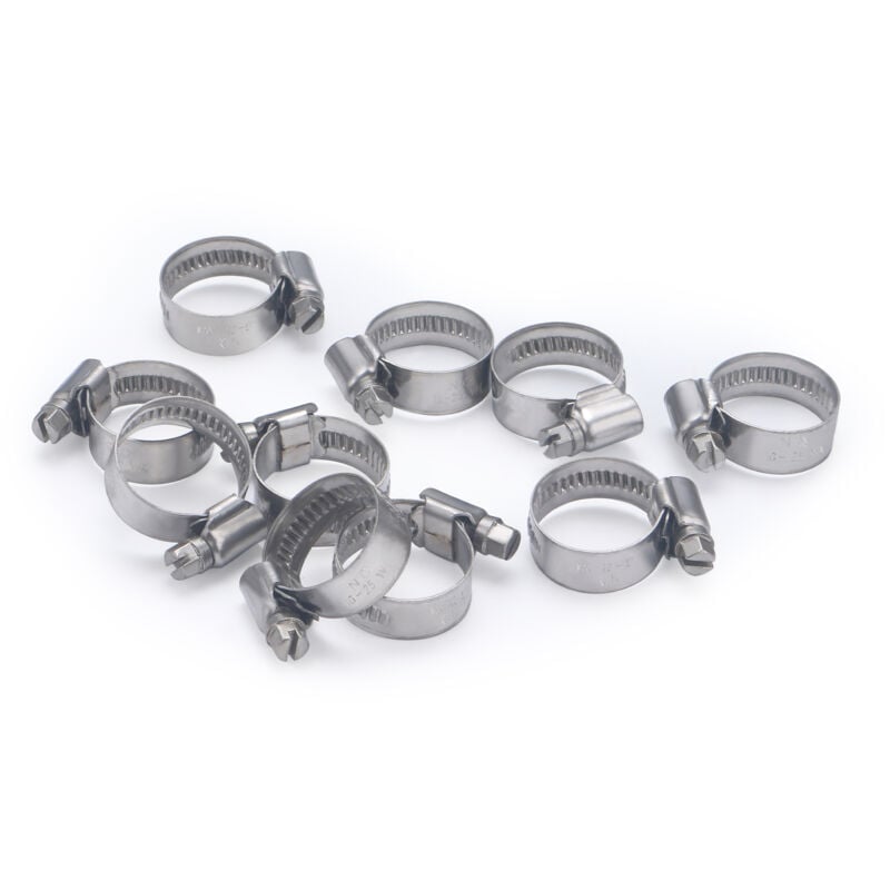 Collier de serrage inox largeur 12 mm Aroz 16 à 25mm x10 colliers