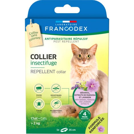 Collier Insectifuge Pour Chats de plus de 2 kg longueur 35 cm formule renforcée - Francodex