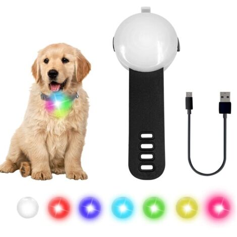 Collier Lumineux Chien LED Pendentif Lampe Chien led Rechargeable étanche 4 modes de changement de couleur réglable sur la laisse de collier pour la marche nocturne, la course, le camping, le cyclisme