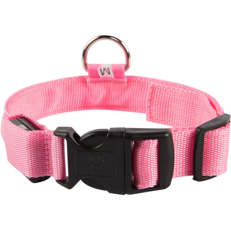 Collier Lumineux Chien Rechargeable et Etanche, Collier LED Chien de Sécurité avec Ceinture Réglable pour (Rose, M)