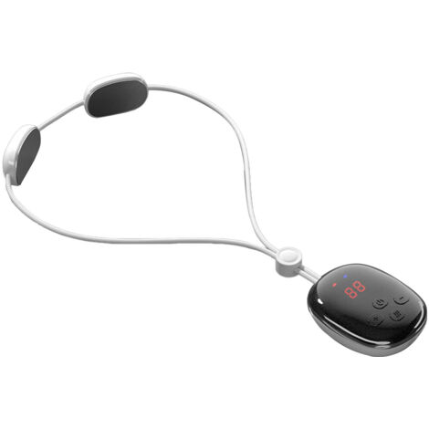 Collier Massageur Cervical à Impulsions Électriques 5 Modes 15 Vitesses Anti-Fatigue Noir et Blanc