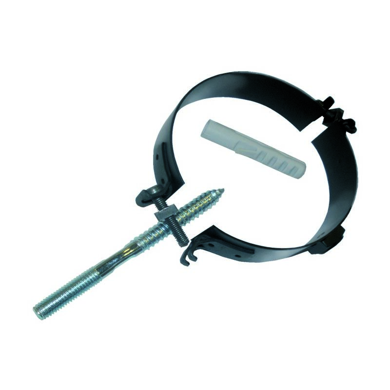 Collier mural tuyau fixe c. bouchon fer émaillé noir d.100