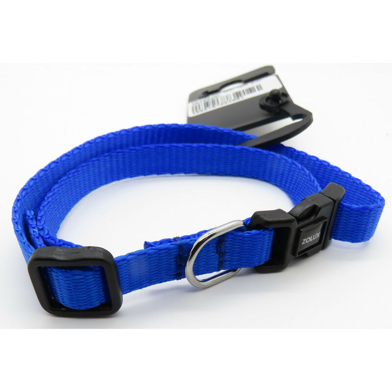 collier nylon . taille 25 - 35 cm . 10 mm . couleur bleu. pour chien. - zolux