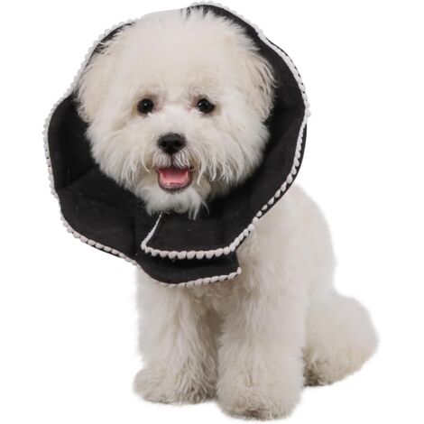 Collier post-opératoire confortable pour chats et chiens, solide, imperméable, anti-rayures, anti-morsures, facile à nettoyer, avec fermeture réglable (noir)