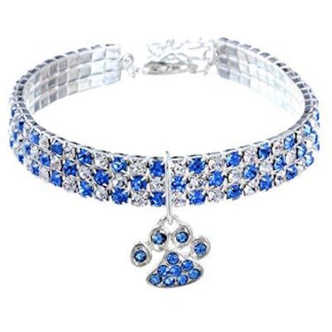 Collier pour Animal de Compagnie avec Diamants - Réglable - Pendentif en Forme de Griffe de cœur élastique - pour Chat et Chien - Petit Collier pour Animal Domestique