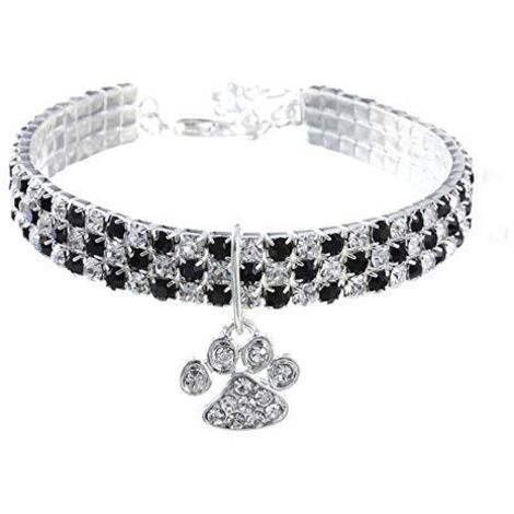 Collier pour Animal de Compagnie avec Diamants - Réglable - Pendentif en Forme de Griffe de cœur élastique - pour Chat et Chien - Petit Collier pour Animal Domestique
