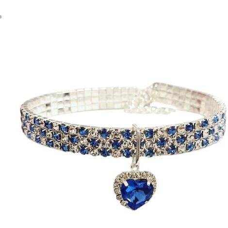 Collier pour animaux de compagnie avec diamants, pendentif cœur élastique en cristal et diamant ajustable, bijou pour chat, chien ou petit animal de compagnie (l)