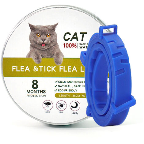Collier pour chat 1 pièce collier anti-insectes et anti-puces pour chats (chat 18 kg 38 cm, bleu) collier anti-insectes et anti-puces