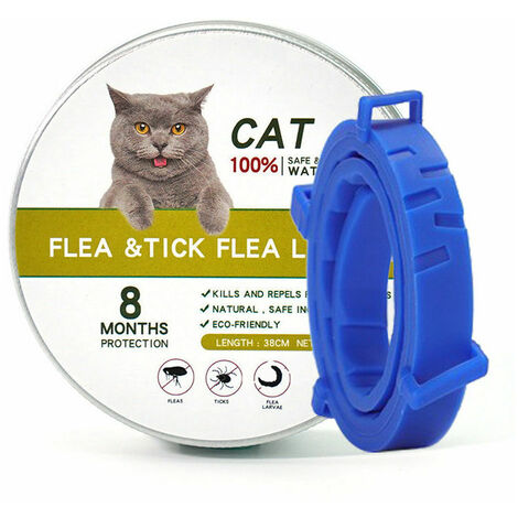 Collier pour chat 1 pièce collier anti-insectes et anti-puces pour chats (chat 18 kg 38 cm, bleu) collier anti-insectes et anti-puces-LOY