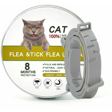 Collier pour chat 1 pièce collier anti-insectes et anti-puces pour chats (chat 18 kg 38 cm, gris) collier anti-insectes et anti-puces