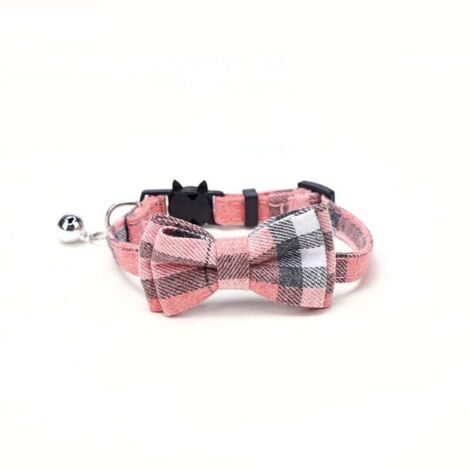 Collier pour chat à carreaux avec boucle de sécurité et nœud papillon et cloche amovibles