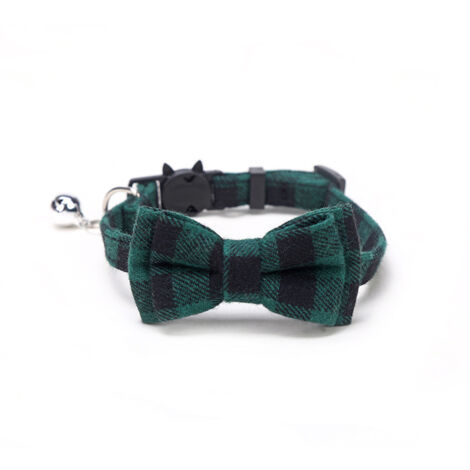 Collier pour chat à carreaux avec boucle de sécurité et nœud papillon et cloche amovibles