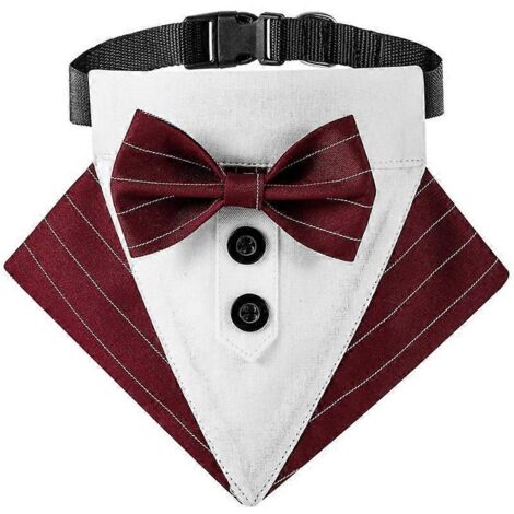 Collier pour chat avec nœud papillon élégant, accessoire photo prince, collier ajustable rouge, taille M, idéal pour séances photo et tenues chic.