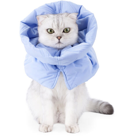 collier pour chat-Collier de protection souple et ajustable -Évitez de lécher la plaie. -Bleu clair,Scode