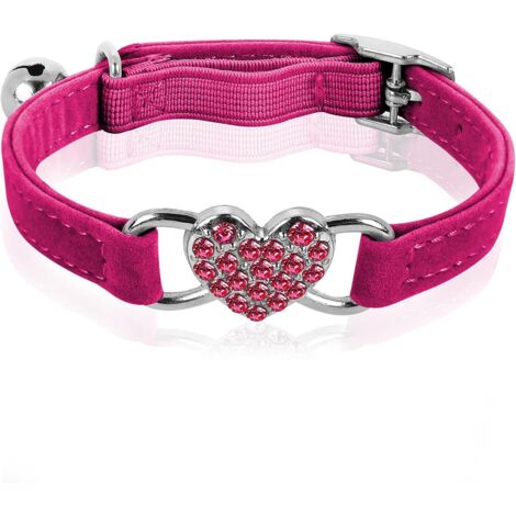 Collier pour chat en forme de cœur avec clochette, réglable, assorti de harnais de sécurité, doux et résistant, adapté aux chats et chatons, design mignon pour le quotidien et les sorties