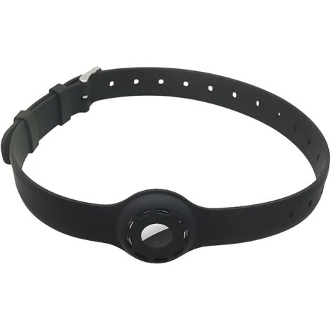 Collier pour chat en silicone ajustable avec fermeture de sécurité anti-étranglement pour suivi Apple AirTag - Noir