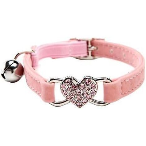 Collier pour chat en velours avec cœur en cristal, ajustable de 20,3 à 28 cm