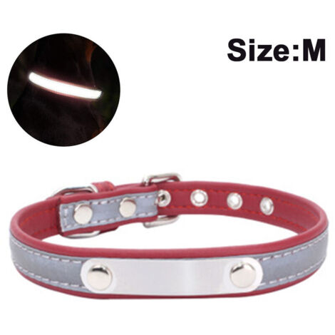 Collier Pour Chien Avec Porte-Nom Gravé, Personnalisable, Cuir Souple, Collier Pour Chien Avec Étiquette D'Identification Individuelle, Pour Petits, Moyens Et Grands Chiens ---- Red --- M