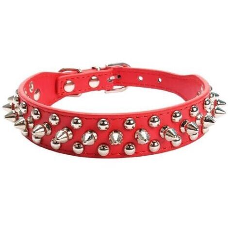Collier pour chien en cuir clouté, collier pour chien avec clous à boule, collier pour pitbulls de taille moyenne à grande, laisse punk pour chien