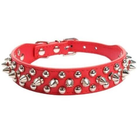 Collier pour chien en cuir clouté, collier pour chien avec clous à boule, collier pour pitbulls de taille moyenne à grande, laisse punk pour chien