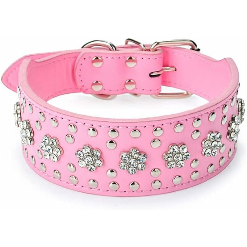 Fei Yu - Collier pour chien en cuir clouté (Rose xs)