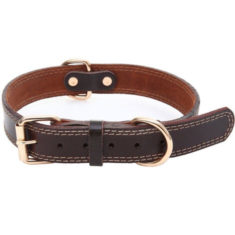 XINUY Collier pour Chien en Cuir véritable/Cuir véritable Doux au Toucher, résistant/Réglable Parfait pour Mâle Femelle Petit Moyen Grand Chiens (40-50cm)