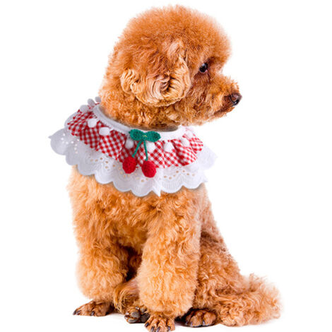 Collier pour chien et chat avec perles et bavoir pour animal de compagnie (rouge)