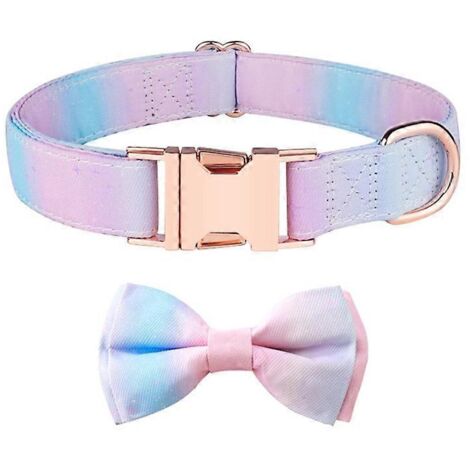 Collier pour chien floral mignon avec accessoires, taille S M L, femelle chiot, dégradé rose bleu, animal de compagnie.