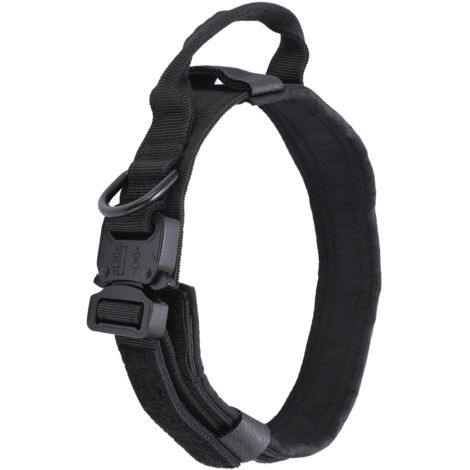 Collier pour Chien Réglable en Tissu Durable avec Fermoir en Métal, Accessoire pour Chiot et Chien Adulte, Noir