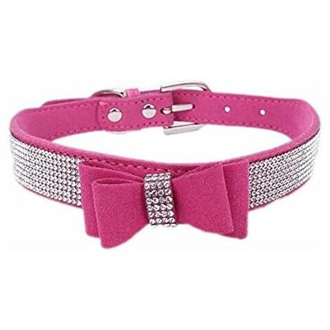 Collier pour chien strass (rose rouge M)
