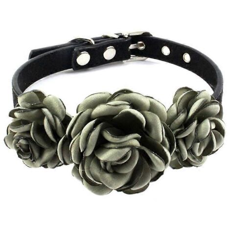 Collier pour chienne et chat, décoration florale rose, collier fleuri olive vert pour animaux de compagnie.