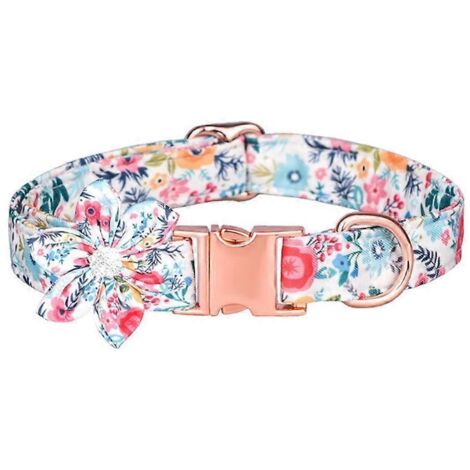 Collier pour chienne motif floral amovible fleur, accessoire pour petit chien femelle, couleur multicolore, taille M.