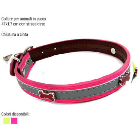 Collier Pour Chiens, Chiots, Chats, Animaux En Cuir 47 Cm Différentes Couleurs Strass Os
