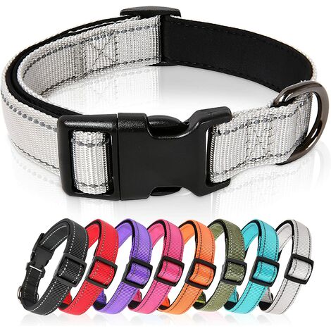 Collier Réfléchissant en Nylon Réglable Classique avec Rembourré Doux Respirant Mesh pour Chiens, Noir, S
