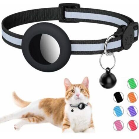 collier réfléchissant pour chat airtag avec cloche et support airtag compatible avec apple airtag, beau collier pour chat avec boucle de sécurité amovible pour chatons chiots