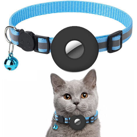 collier réfléchissant pour chat airtag avec cloche et support airtag compatible avec apple airtag, beau collier pour chat avec boucle de sécurité amovible pour chatons chiots
