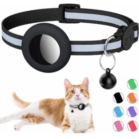 collier réfléchissant pour chat airtag avec cloche et support airtag compatible avec apple airtag, beau collier pour chat avec boucle de sécurité amovible pour chatons chiots