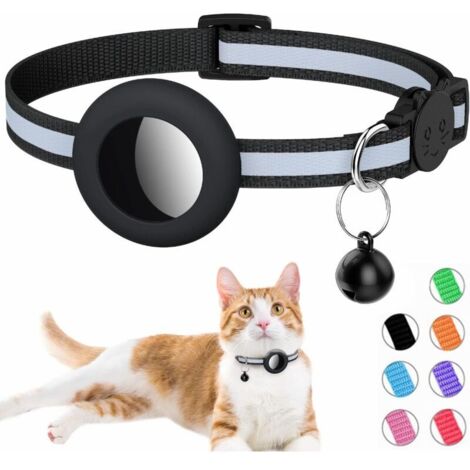 collier réfléchissant pour chat airtag avec cloche et support airtag compatible avec apple airtag, beau collier pour chat avec boucle de sécurité amovible pour chatons chiots