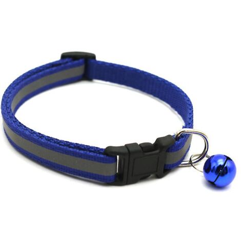 Collier réfléchissant réglable pour chat avec clochette - Lot de 2, bleu