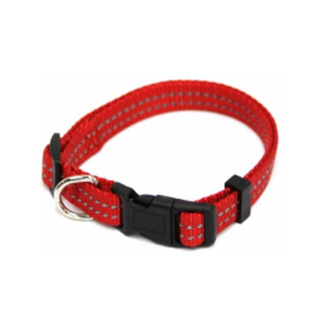 Collier Réglable "Coutures Réfléchissantes" 45cm Rouge