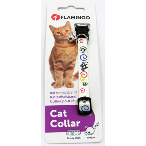 Collier réglable de 20 à 35 cm blanc avec motif souris pour chat - Flamingo