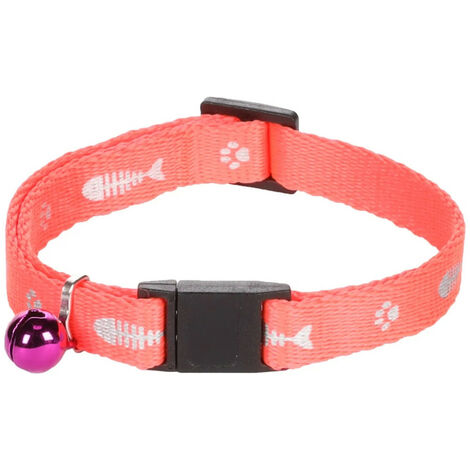 Collier réglable de 20 à 35 cm rose  motif poisson  + clochette pour chat - Flamingo
