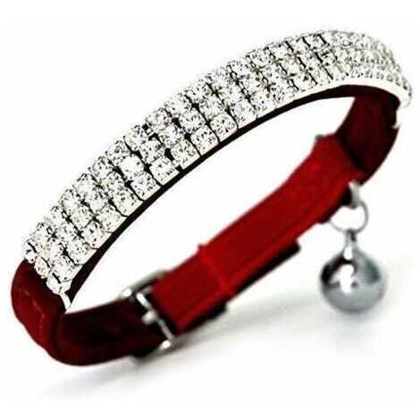 Collier réglable en velours doux avec un chat sécurisé avec des cloches, 11 pouces pour petits chiens et chats