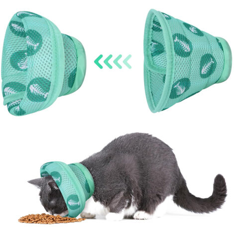 Collier réglable pour chat, collier de protection pliable, collier de récupération pour animaux de compagnie après une chirurgie et des blessures (S)