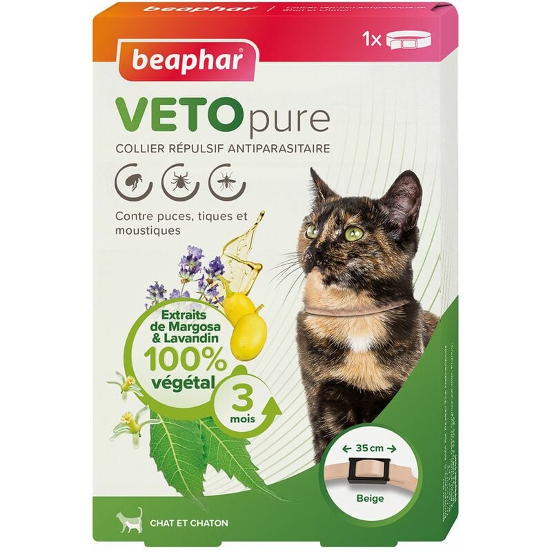 Beaphar - Collier insectifuge chat et chaton VETOpure : Beige - Beige