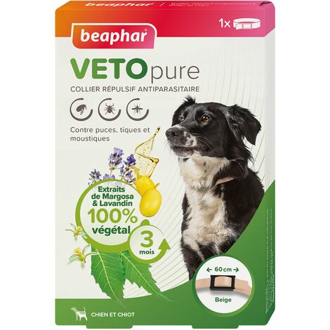 Collier Répulsif Antiparasitaire VETOpure chien : Beige