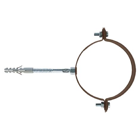 Collier rond Fischer SCP   80 mm V en acier avec vis et goujon peint marron pour descentes