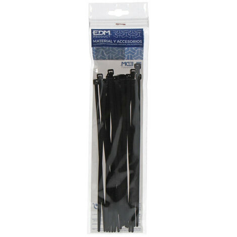 Collier Serrage Noir 250x8mm Fixation Robuste En Nylon - Edm