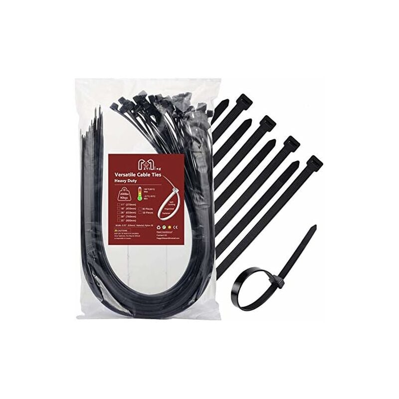Mowze - Collier Serrage Plastique 650mm Collier Rilsan Noir 9mm Grand Serre-CaBles éLectriques 65cm Attache-CaBle En Nylon Collier De Serrage uv pour