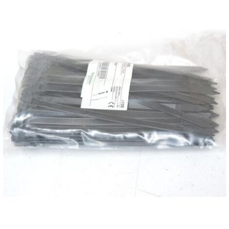 Collier serre-câble noir 203x7.6mm (blister de 100) pour fixation de fils et câbles Ø 50mm extérieur anti-UV SCHNEIDER 3946350